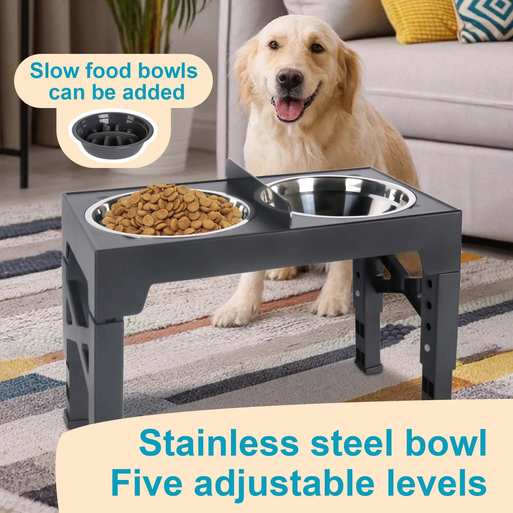 Bols surélevés réglables pour chiens, 5 hauteurs (8-31 cm), mangeoire surélevée pour chiens et chats de petite, moyenne et grande taille, réduit la fatigue du cou lors de la mangeoire en position accroupie, design pliab