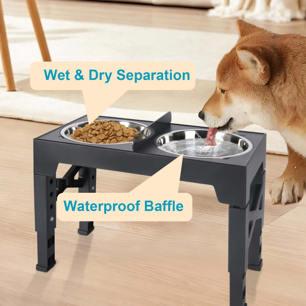 Bols surélevés réglables pour chiens, 5 hauteurs (8-31 cm), mangeoire surélevée pour chiens et chats de petite, moyenne et grande taille, réduit la fatigue du cou lors de la mangeoire en position accroupie, design pliab