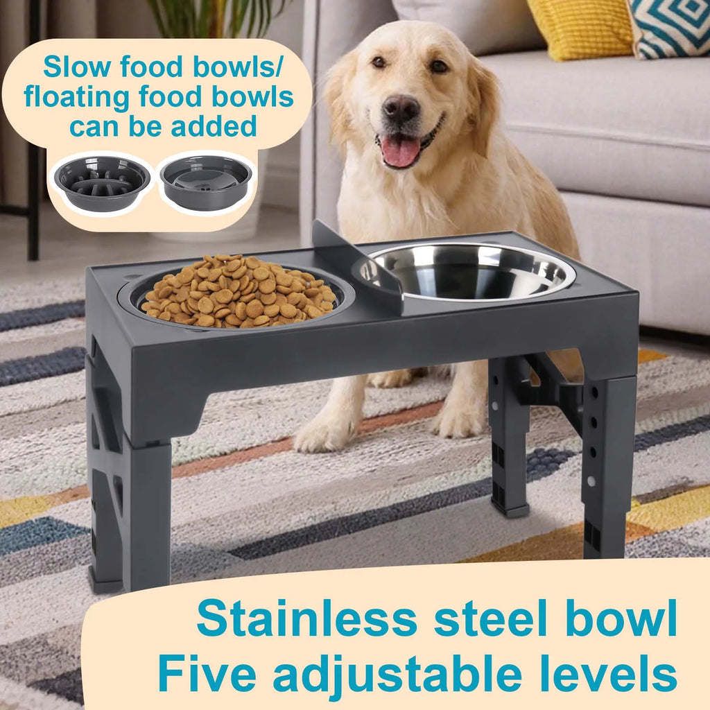 Bols surélevés réglables pour chiens, 5 hauteurs (8-31 cm), mangeoire surélevée pour chiens et chats de petite, moyenne et grande taille, réduit la fatigue du cou lors de la mangeoire en position accroupie, design pliab