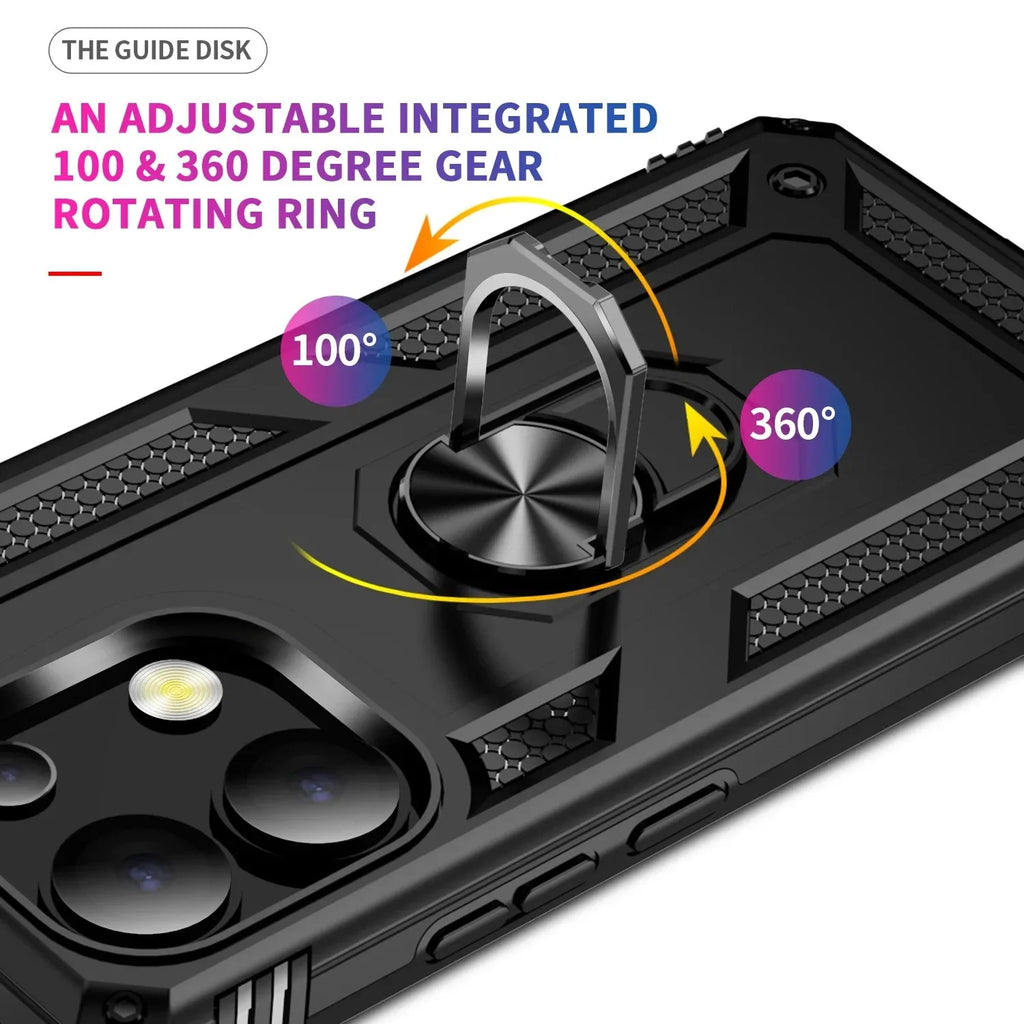 Coque pare-chocs blindée antichoc pour Xiaomi Redmi Note 13 12 11 10 Prime 9 Pro Max 12S 11S 11T 10T 9T 10C 9S 10S 5G, anneau métallique