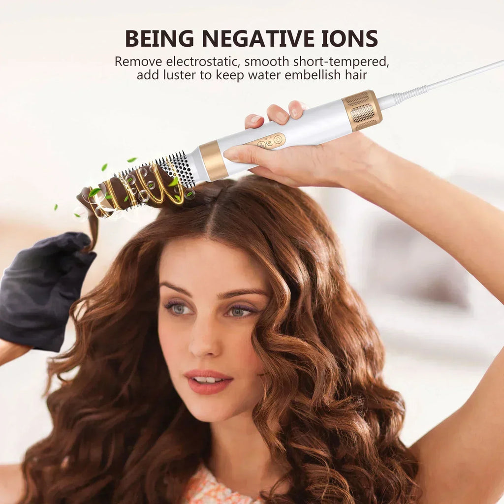 Sèche-cheveux 7 en 1, brosse sans balais, haute vitesse, avec diffuseur, sèche-cheveux ionique, peigne de coiffure à Air chaud, bigoudi automatique