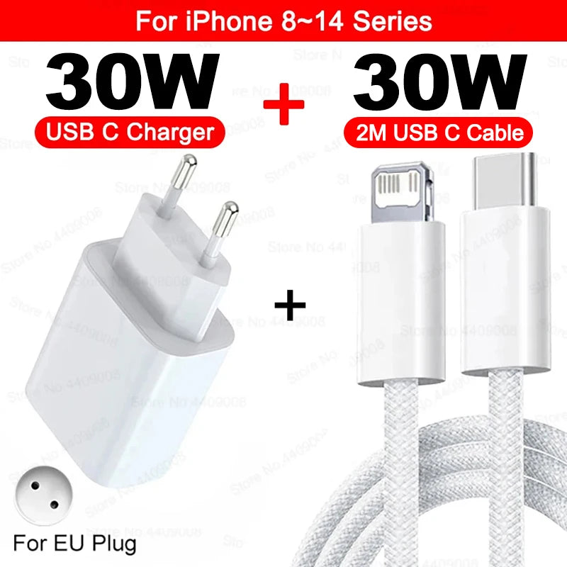PD 30W chargeur rapide pour Apple iPhone 17 11 12 13 14 15 16 Pro Max