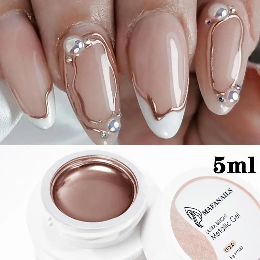 Vernis à ongles en Gel métallique Super brillant, 5/7/8ml, argent/or/Rose, miroir, Semi-Permanent, UV, pour Nail Art