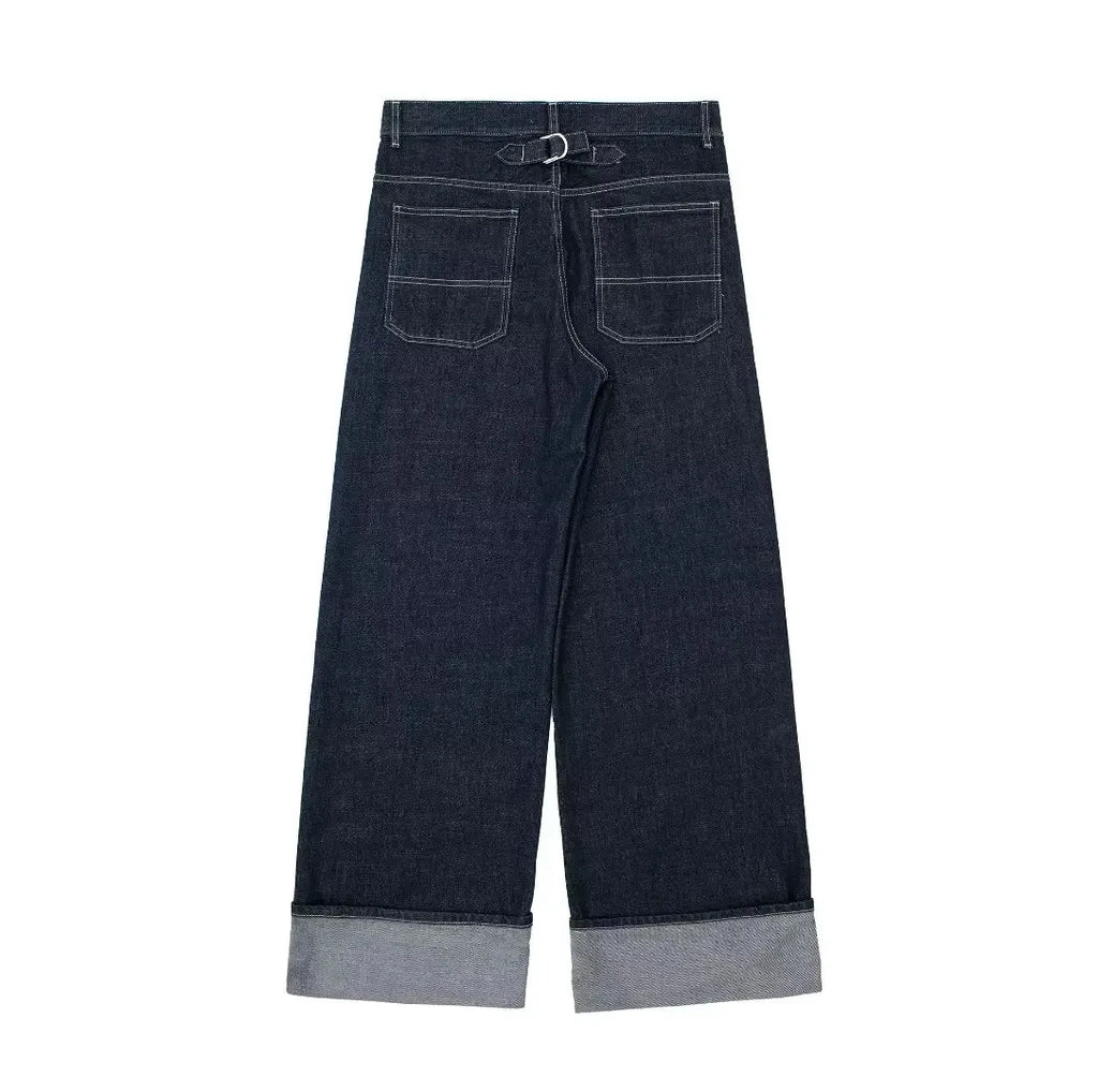 HH femmes mode Denim ensemble décontracté revers à manches longues veste courte boutons femme Vintage jambe large jean ample pantalons longs