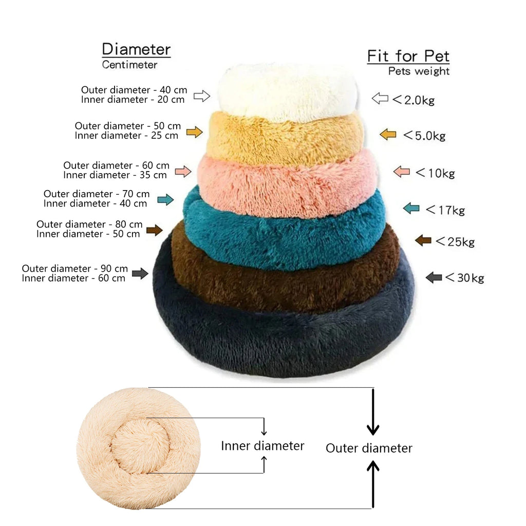 Lit rond pour animaux de compagnie, 40 à 90cm, 6 tailles, pour grand chien, lit Super doux pour chats & chiens