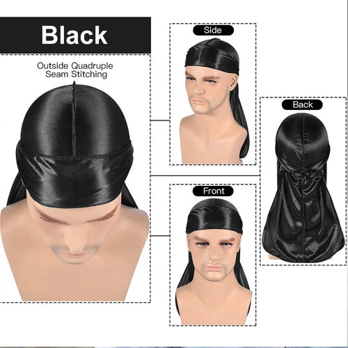 1-4 pièces nouveau soie Durag Bandana Turban chapeau hommes respirant !