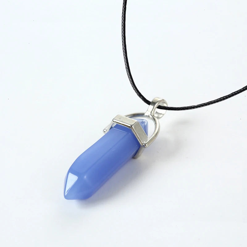 Colliers à Quartz à colonne hexagonale pour femmes, pendentif en cristal rose Turquoises, chaîne en pierre naturelle, ras du cou, bijoux, 2025