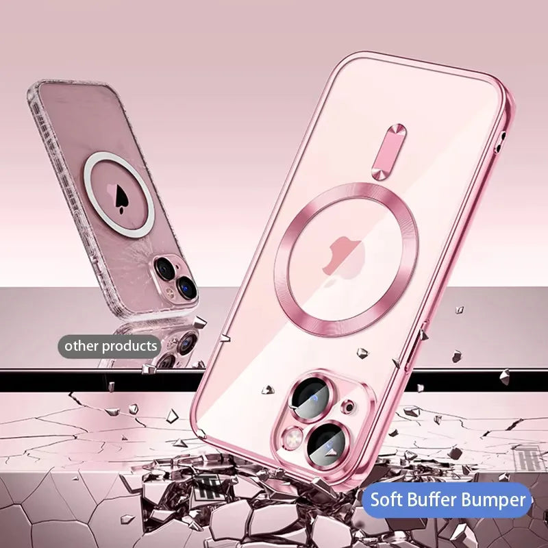 Coque en silicone ultra-mince plaquée transparente pour iPhone 16 15 14 13 12 11 Pro Max 16 Plus