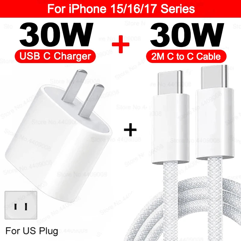 PD 30W chargeur rapide pour Apple iPhone 17 11 12 13 14 15 16 Pro Max