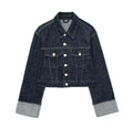 HH femmes mode Denim ensemble décontracté revers à manches longues veste courte boutons femme Vintage jambe large jean ample pantalons longs