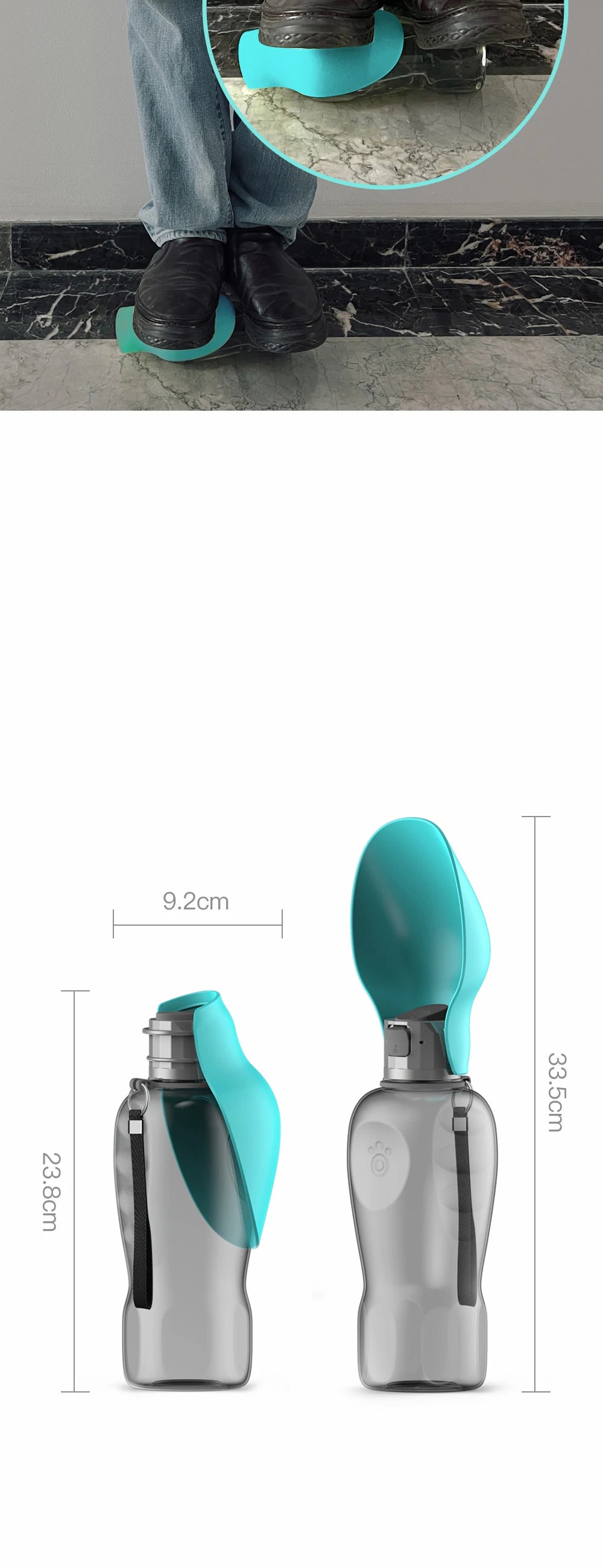 Distributeur de bouteilles d'eau pour grands chiens de 800ML, pour vos voyages !