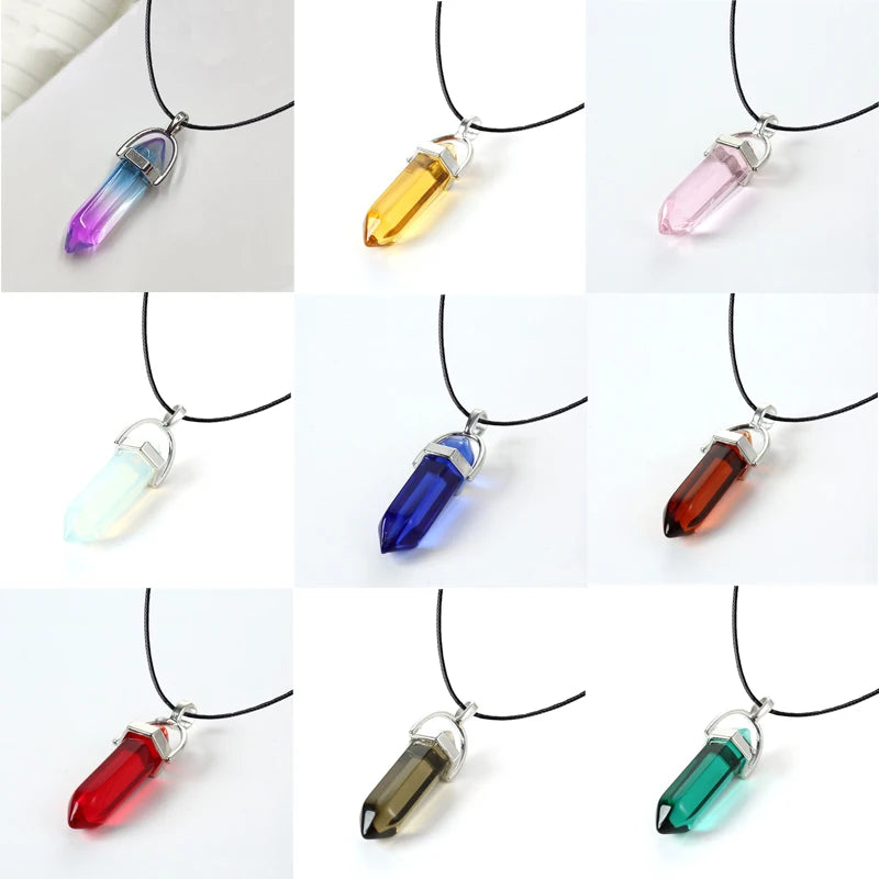 Colliers à Quartz à colonne hexagonale pour femmes, pendentif en cristal rose Turquoises, chaîne en pierre naturelle, ras du cou, bijoux, 2025