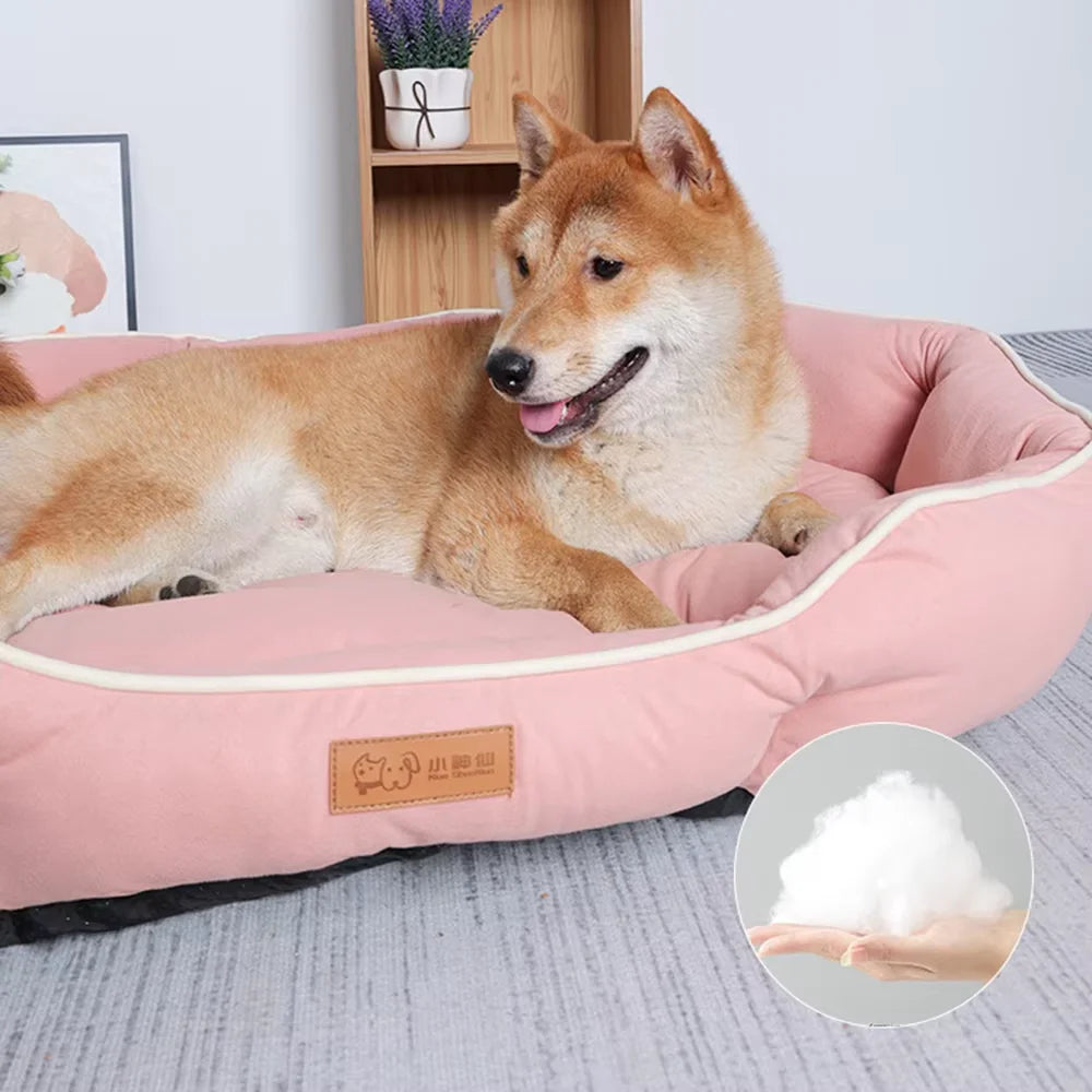 Grand canapé pour animaux de compagnie, lit pour chien, maison pour chats, grand espace, polymères de couchage, coussin chaud pour chien, hiver