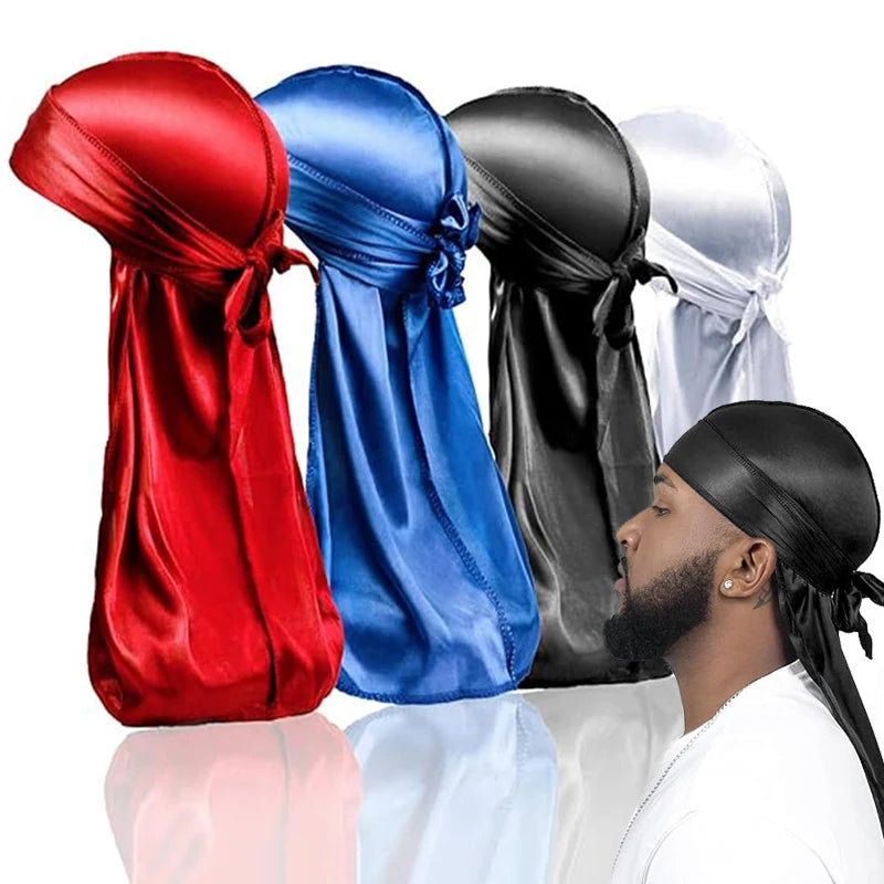 1-4 pièces nouveau soie Durag Bandana Turban chapeau hommes respirant !