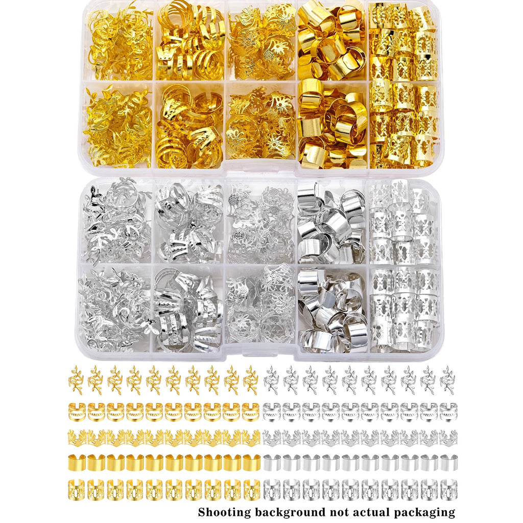 100 Pièces -Bijoux de cheveux élégants en alliage doré pour tresses, couleur unie, accessoires d'inspiration Vintage