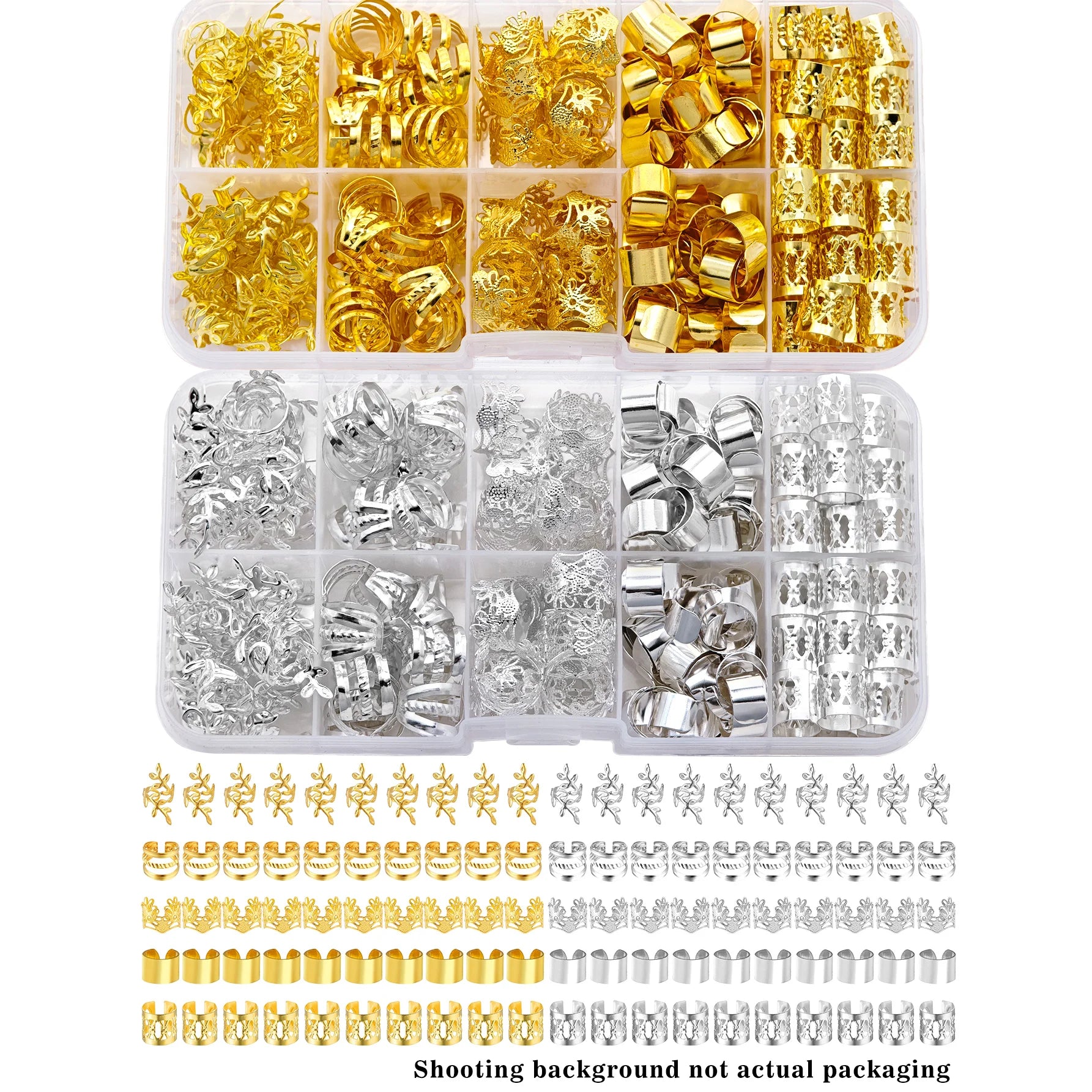 100 Pièces -Bijoux de cheveux élégants en alliage doré pour tresses, couleur unie, accessoires d'inspiration Vintage