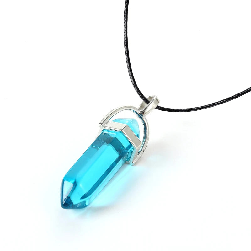 Colliers à Quartz à colonne hexagonale pour femmes, pendentif en cristal rose Turquoises, chaîne en pierre naturelle, ras du cou, bijoux, 2025