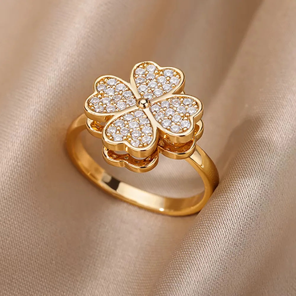 Bagues en cristal en acier inoxydable plaqué or pour femmes, chaîne géométrique en Zircon, bijoux cadeau, nouvelle tendance 2025
