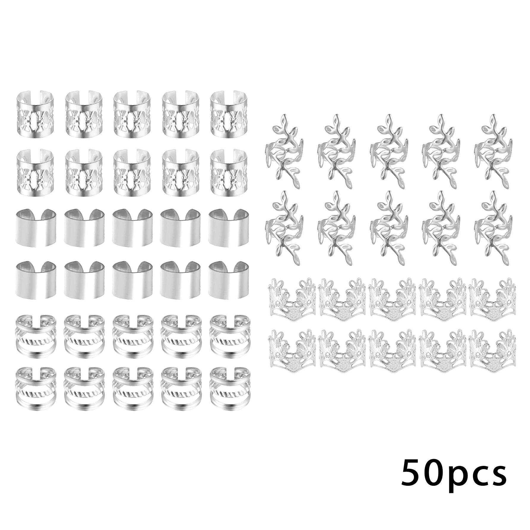 100 Pièces -Bijoux de cheveux élégants en alliage doré pour tresses, couleur unie, accessoires d'inspiration Vintage