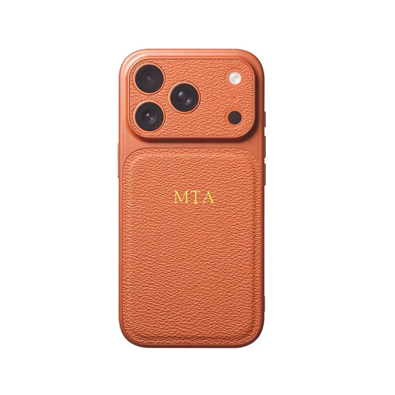 Étui en cuir personnalisé avec initiales en or et argent pour iPhone 15 14 13 17 Pro Max 14 16 Plus 17 Air, protection d'objectif de luxe✨