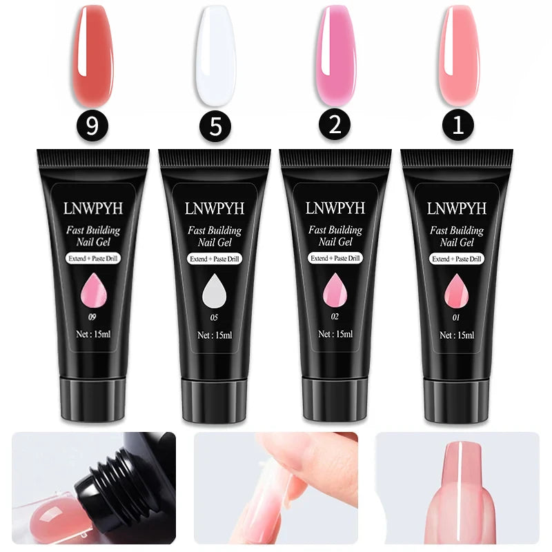Kit de vernis à ongles COMPLET ! En acrylique, ensemble de Gel Poly avec lampe à ongles, Extension d'ongles, Gel à contruction pour avoir de magnifiques ongles ! 🎗️