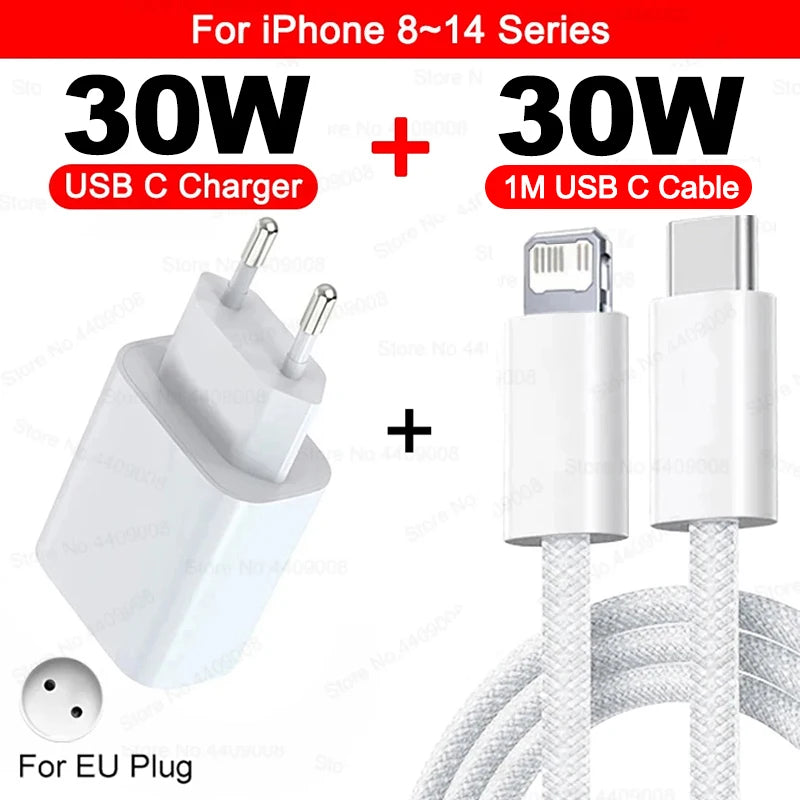 PD 30W chargeur rapide pour Apple iPhone 17 11 12 13 14 15 16 Pro Max