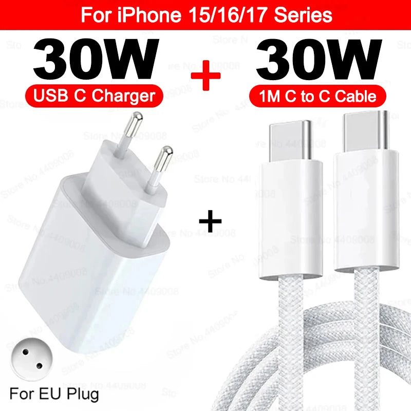 PD 30W chargeur rapide pour Apple iPhone 17 11 12 13 14 15 16 Pro Max