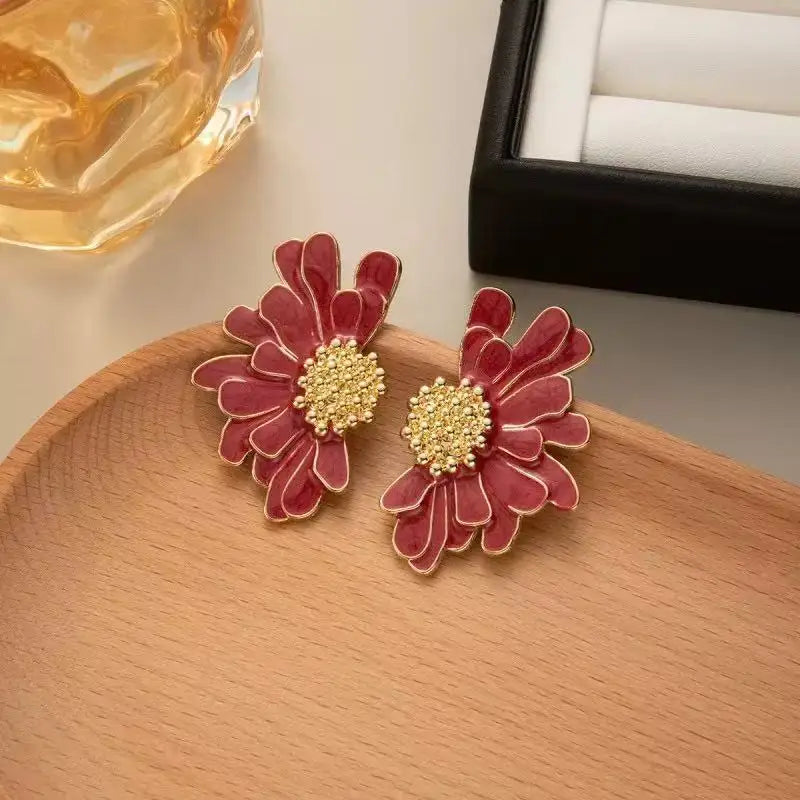 1 paire de nouvelles boucles d'oreilles en forme de fleur pour femmes, design rétro élégant, bijoux tendance, boucles d'oreilles pour femmes, à porter au quotidien