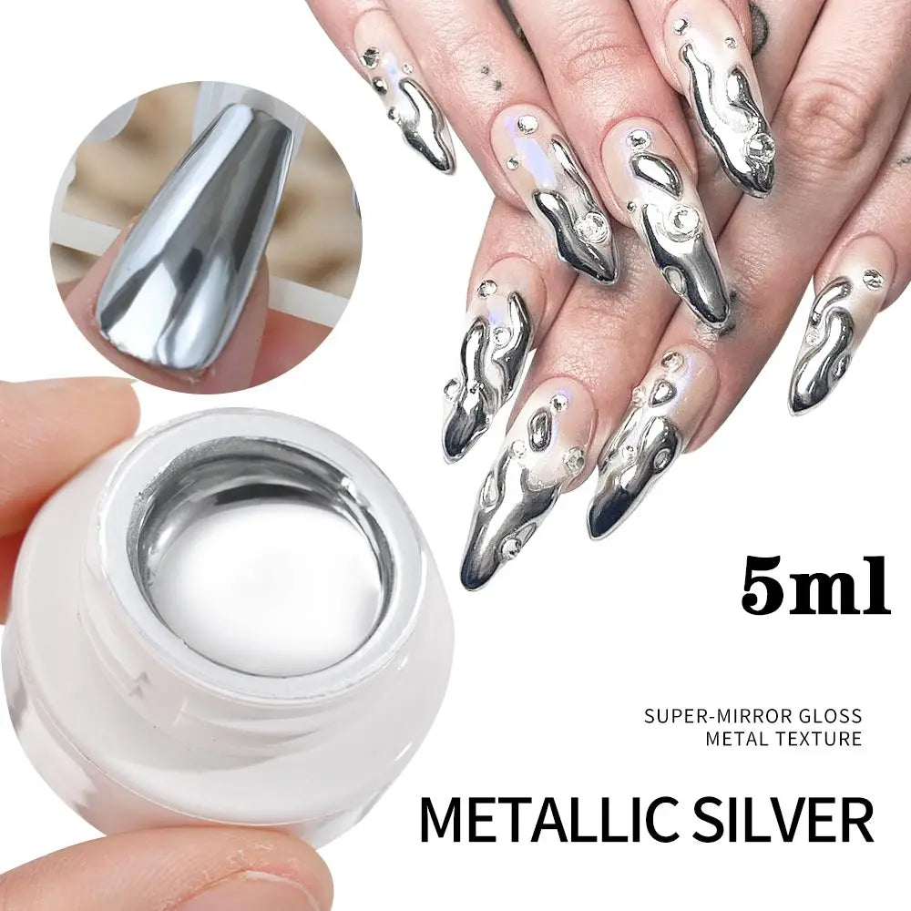 Vernis à ongles en Gel métallique Super brillant, 5/7/8ml, argent/or/Rose, miroir, Semi-Permanent, UV, pour Nail Art