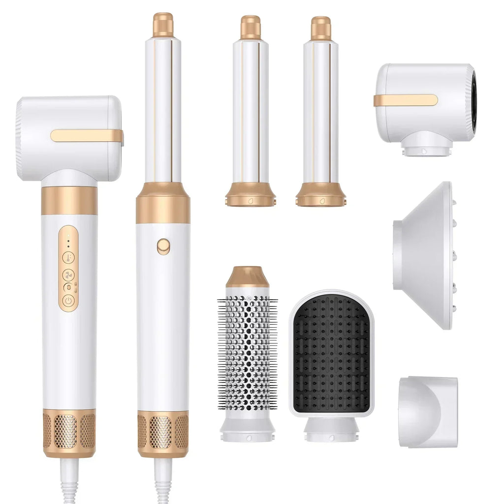 Sèche-cheveux 7 en 1, brosse sans balais, haute vitesse, avec diffuseur, sèche-cheveux ionique, peigne de coiffure à Air chaud, bigoudi automatique