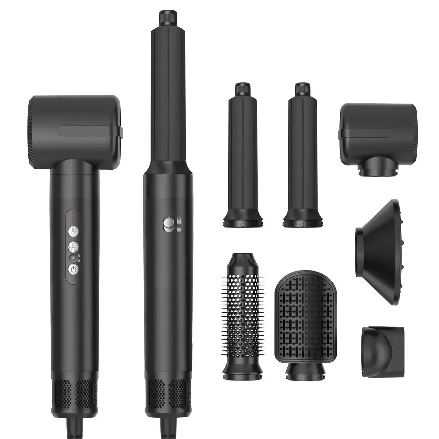 Sèche-cheveux 7 en 1, brosse sans balais, haute vitesse, avec diffuseur, sèche-cheveux ionique, peigne de coiffure à Air chaud, bigoudi automatique