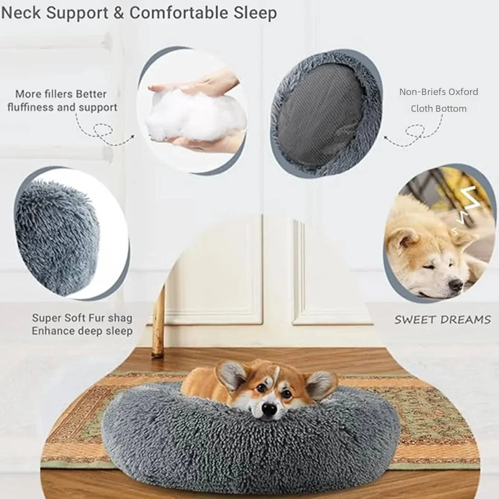 Lit rond pour animaux de compagnie, 40 à 90cm, 6 tailles, pour grand chien, lit Super doux pour chats & chiens