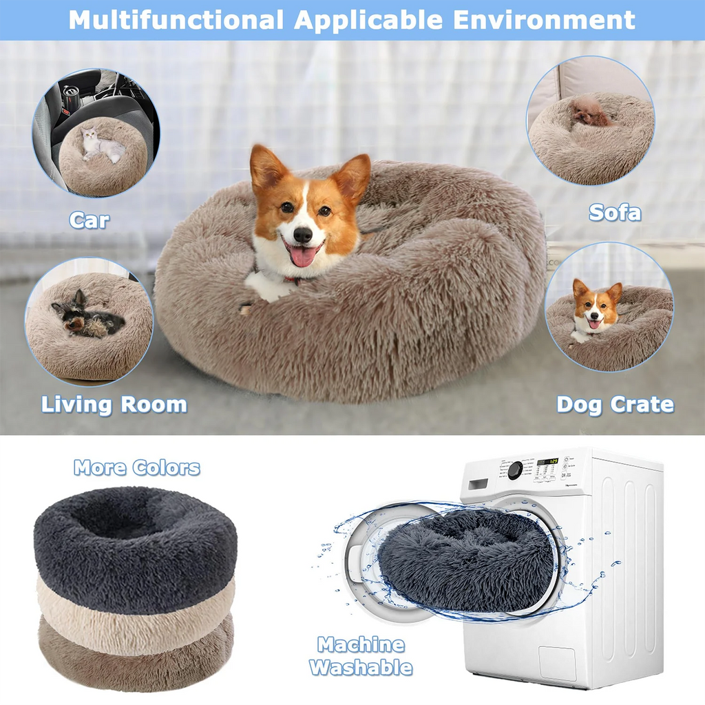 Lit rond pour animaux de compagnie, 40 à 90cm, 6 tailles, pour grand chien, lit Super doux pour chats & chiens