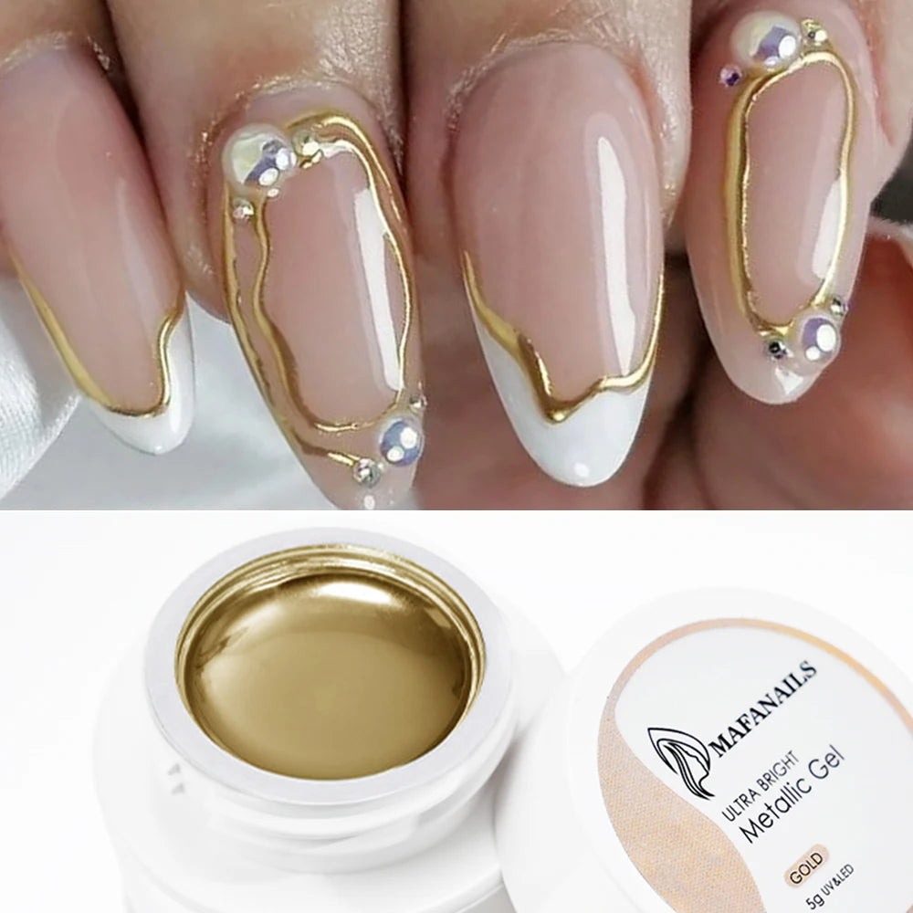 Vernis à ongles en Gel métallique Super brillant, 5/7/8ml, argent/or/Rose, miroir, Semi-Permanent, UV, pour Nail Art