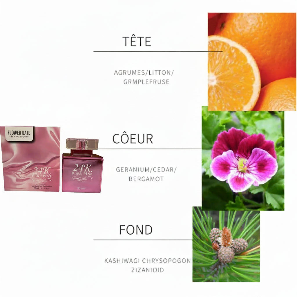 Parfum pour femme 24K Pure Gold, parfums sucrés, fragrance longue tenue, eau de parfum fruitée, eau de parfum aux fleurs d'orange