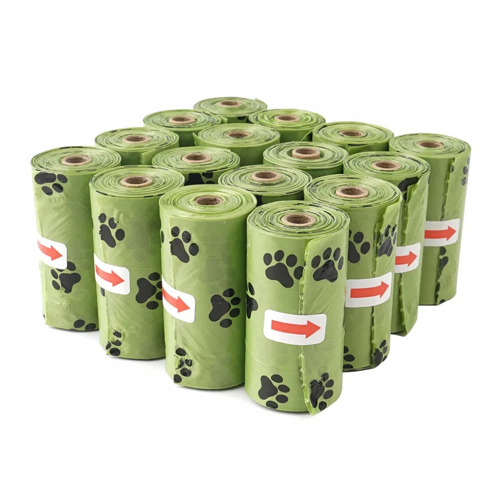 30/600 pièces sacs de merde de chien pour chien grands sacs de déchets de chat chien extérieur maison propre recharge sac poubelle fournitures pour animaux de compagnie 15 sacs/rouleau