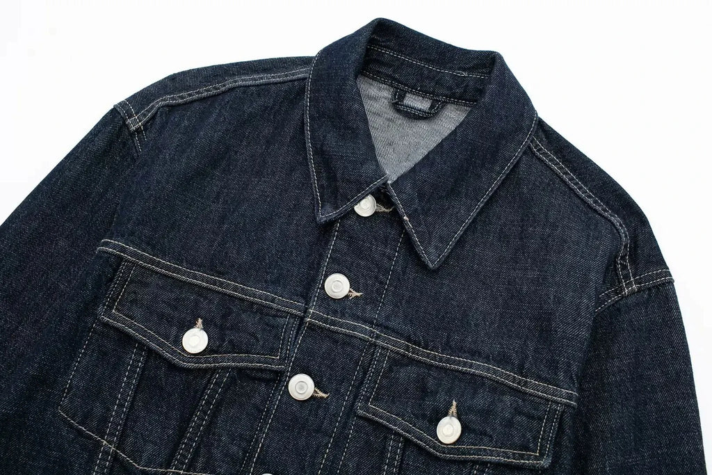 HH femmes mode Denim ensemble décontracté revers à manches longues veste courte boutons femme Vintage jambe large jean ample pantalons longs
