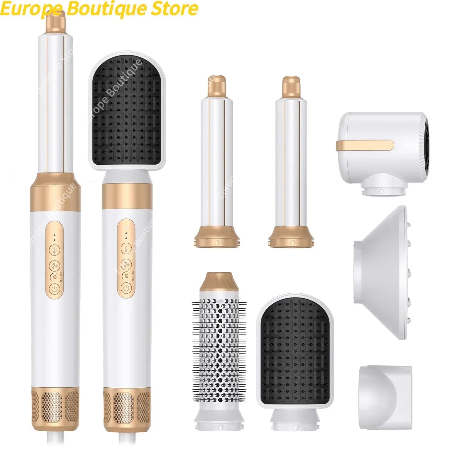 Sèche-cheveux 7 en 1, brosse sans balais, haute vitesse, avec diffuseur, sèche-cheveux ionique, peigne de coiffure à Air chaud, bigoudi automatique