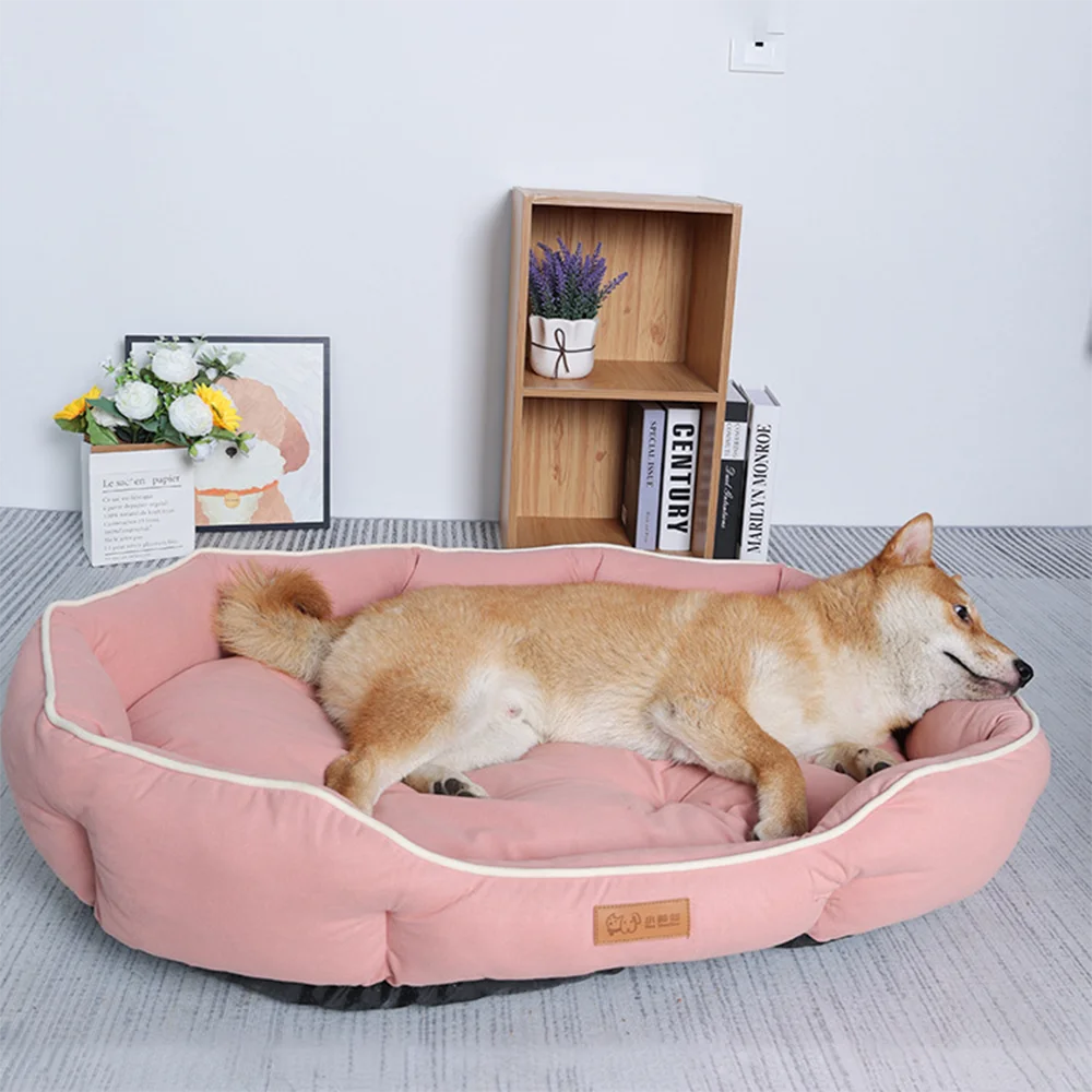 Grand canapé pour animaux de compagnie, lit pour chien, maison pour chats, grand espace, polymères de couchage, coussin chaud pour chien, hiver