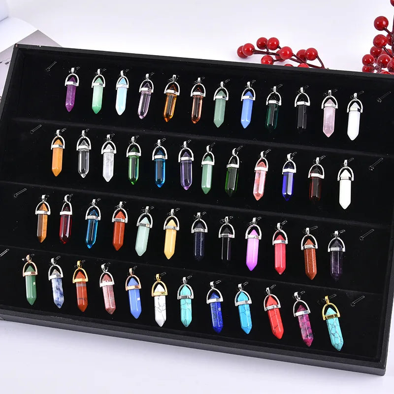 Colliers à Quartz à colonne hexagonale pour femmes, pendentif en cristal rose Turquoises, chaîne en pierre naturelle, ras du cou, bijoux, 2025
