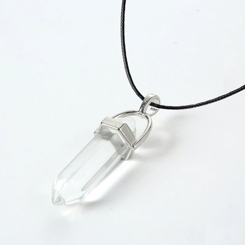 Colliers à Quartz à colonne hexagonale pour femmes, pendentif en cristal rose Turquoises, chaîne en pierre naturelle, ras du cou, bijoux, 2025