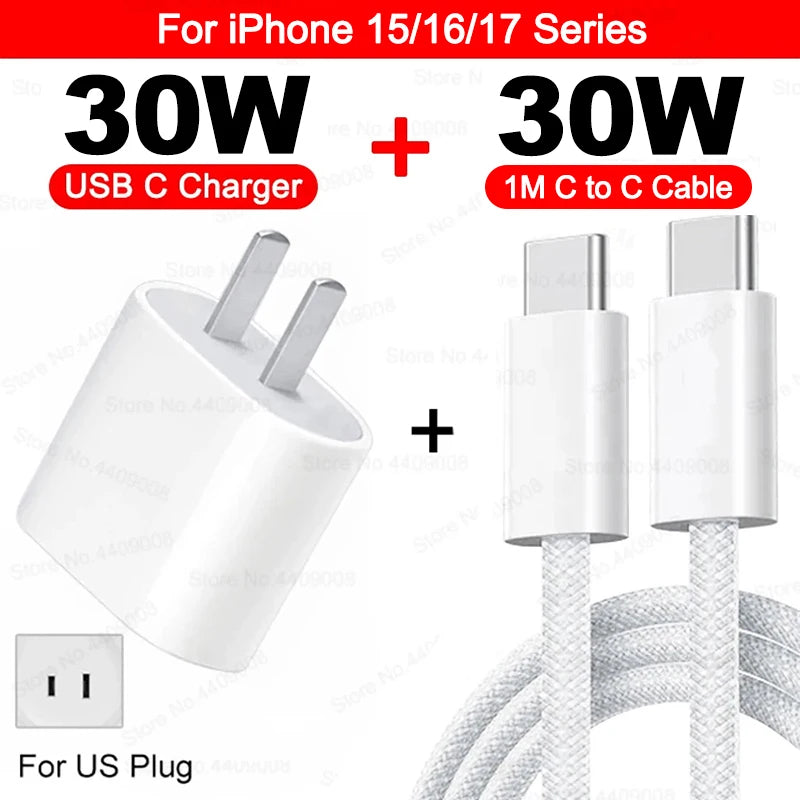 PD 30W chargeur rapide pour Apple iPhone 17 11 12 13 14 15 16 Pro Max
