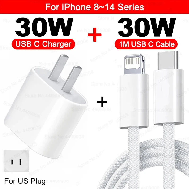 PD 30W chargeur rapide pour Apple iPhone 17 11 12 13 14 15 16 Pro Max