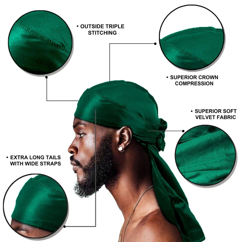 1-4 pièces nouveau soie Durag Bandana Turban chapeau hommes respirant !