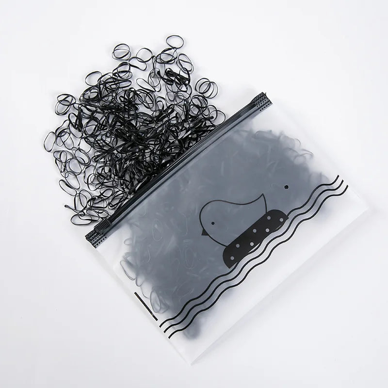 Bande de caoutchouc de poulet pour enfants, noir, transparent, haute élasticité, sans danger pour les cheveux, accessoires pour cheveux, bande de sauna, paquet de 1000 pièces