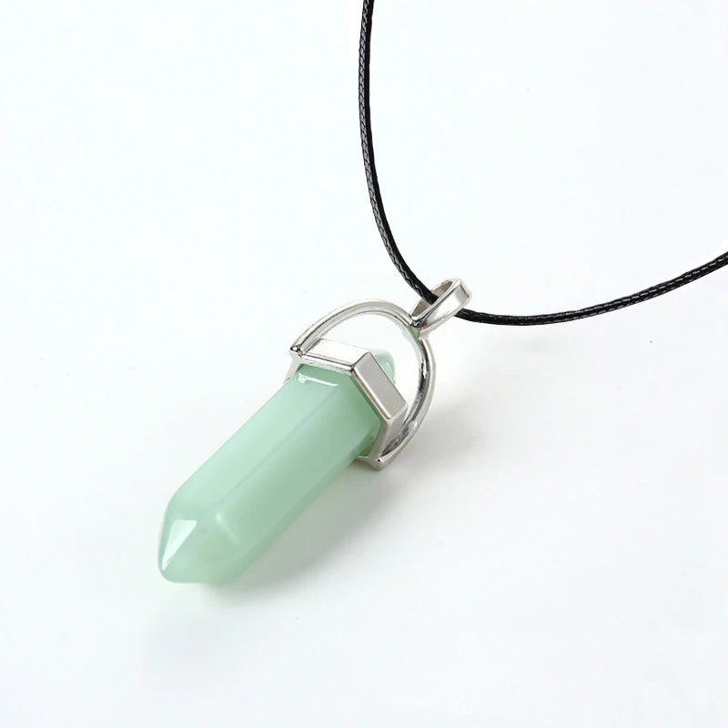 Colliers à Quartz à colonne hexagonale pour femmes, pendentif en cristal rose Turquoises, chaîne en pierre naturelle, ras du cou, bijoux, 2025