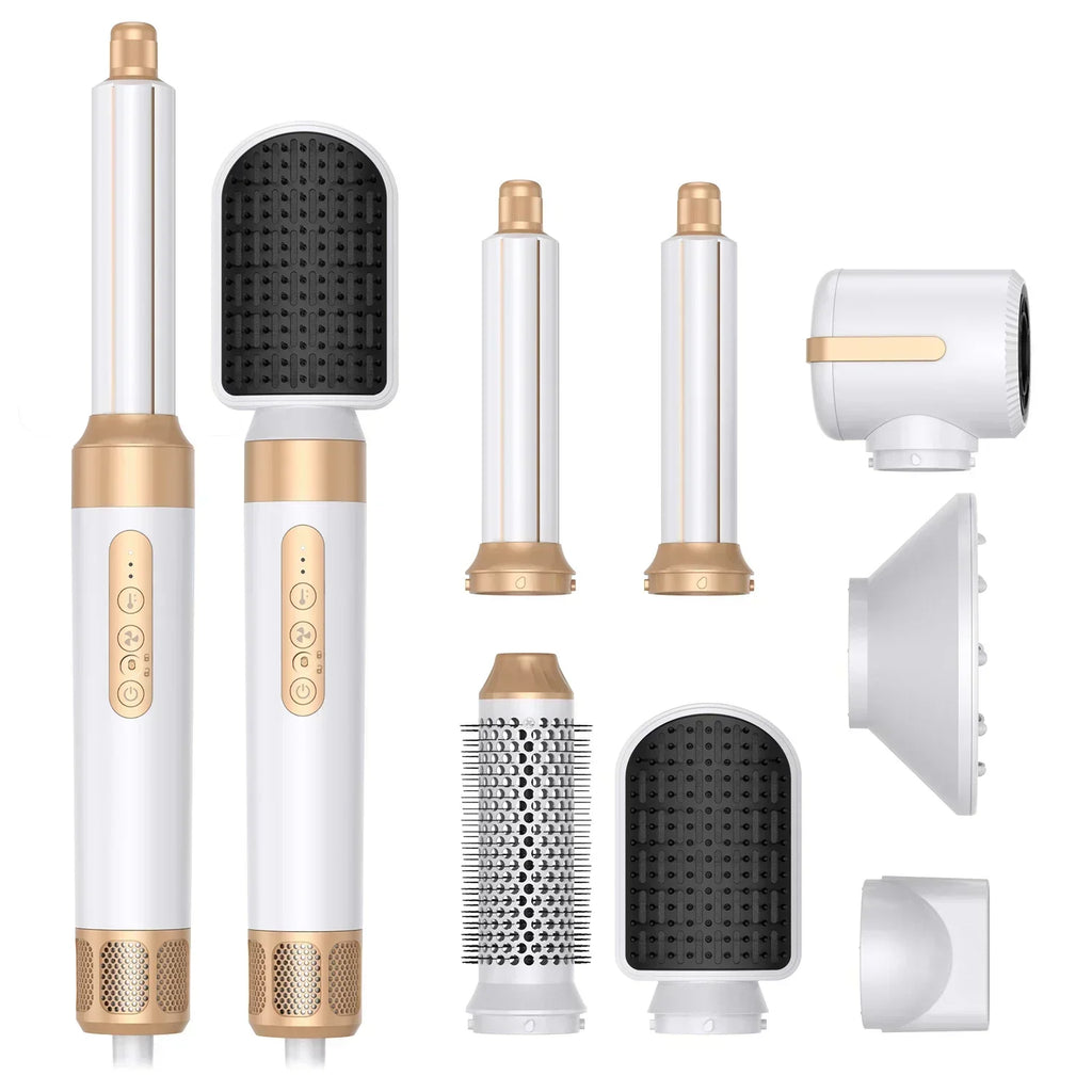 Sèche-cheveux 7 en 1, brosse sans balais, haute vitesse, avec diffuseur, sèche-cheveux ionique, peigne de coiffure à Air chaud, bigoudi automatique