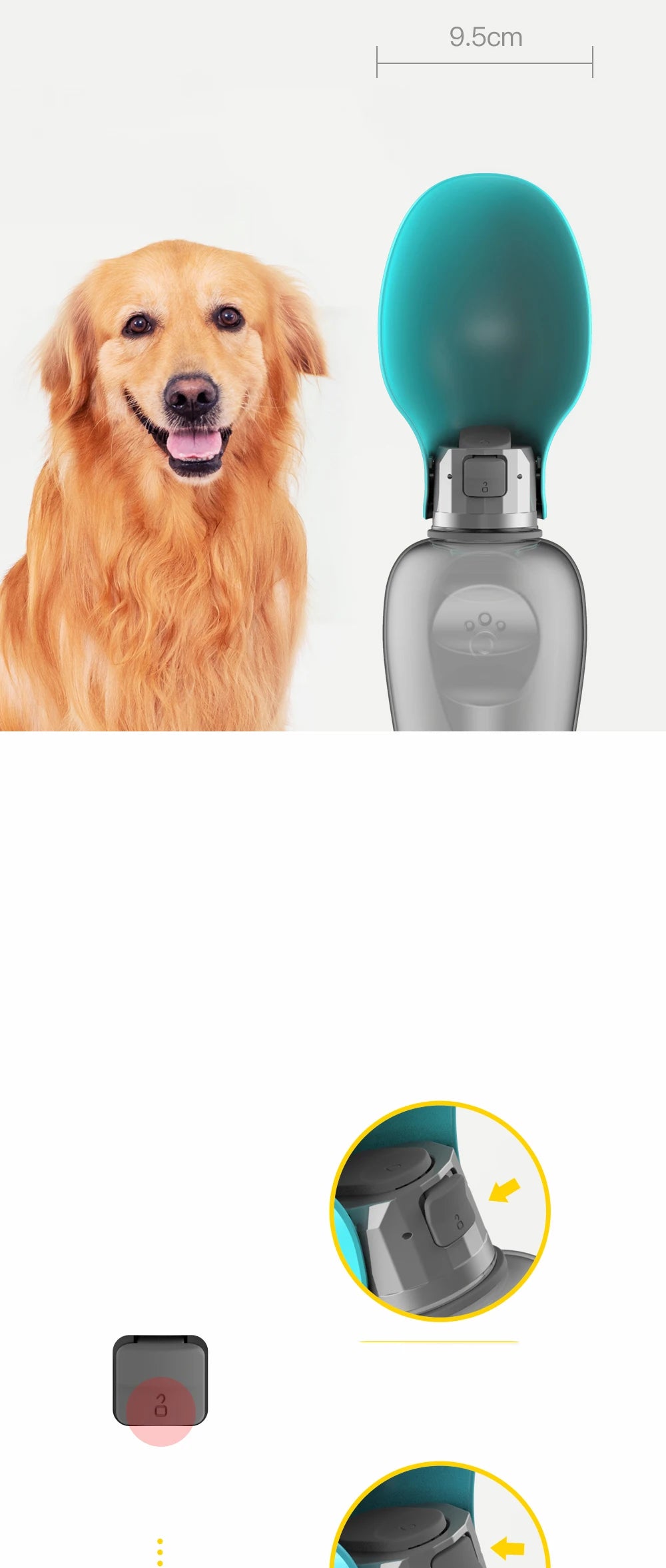 Distributeur de bouteilles d'eau pour grands chiens de 800ML, pour vos voyages !