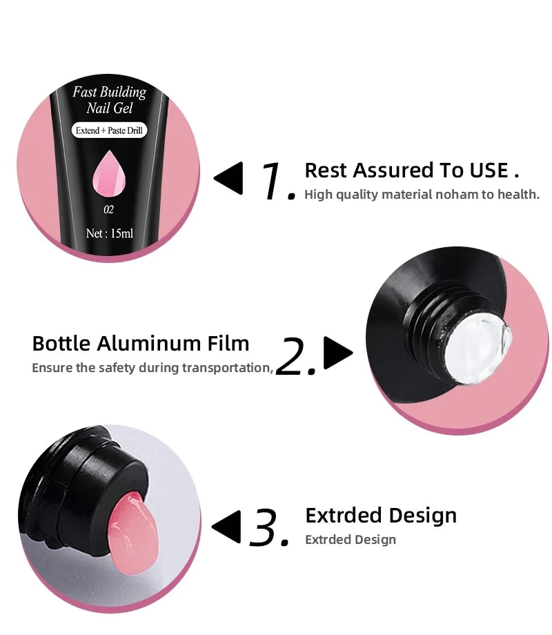 Kit de vernis à ongles COMPLET ! En acrylique, ensemble de Gel Poly avec lampe à ongles, Extension d'ongles, Gel à contruction pour avoir de magnifiques ongles ! 🎗️