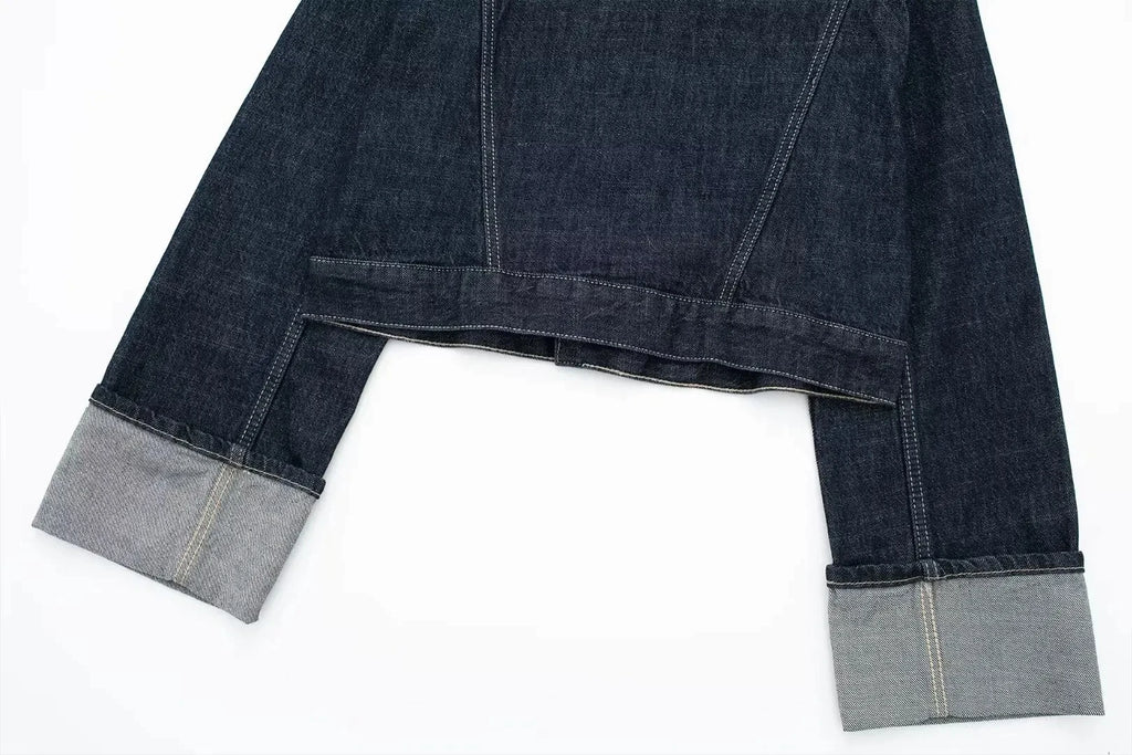 HH femmes mode Denim ensemble décontracté revers à manches longues veste courte boutons femme Vintage jambe large jean ample pantalons longs